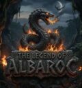 Legend of Albaroc Dragon Logo Wood Sign, Snake and Moonlit night